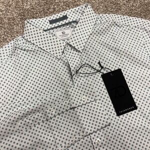 NWT 7Diamonds Maxon Button Down Men Large White Teal 4-Way Stretch